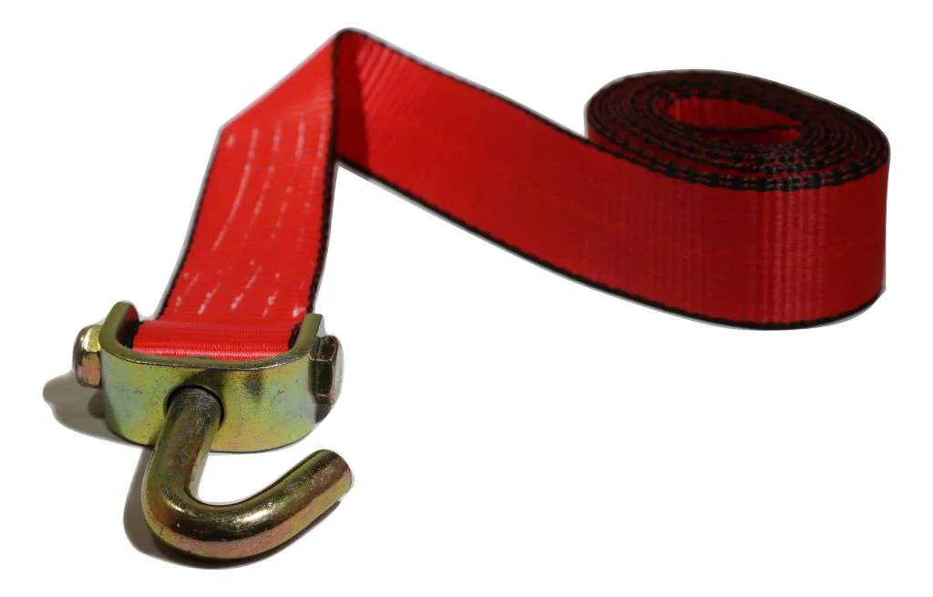 2" x 10 Ft Wheel Strap w/ Rubber Cleats & Swivel J Hook