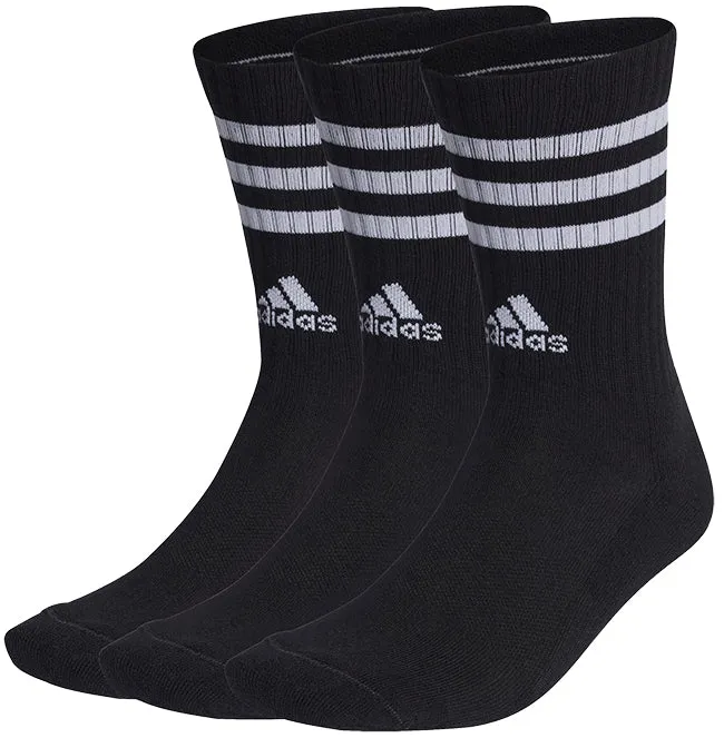 Adidas Accessories 3 Pack 3 Stripe Cushioned Crew Sock Black White