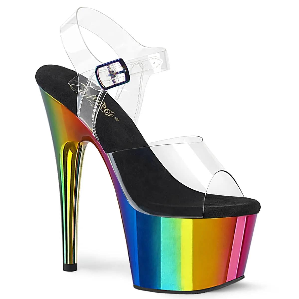 ADORE-708RC Clear & Multi Colour Ankle Peep Toe High Heel