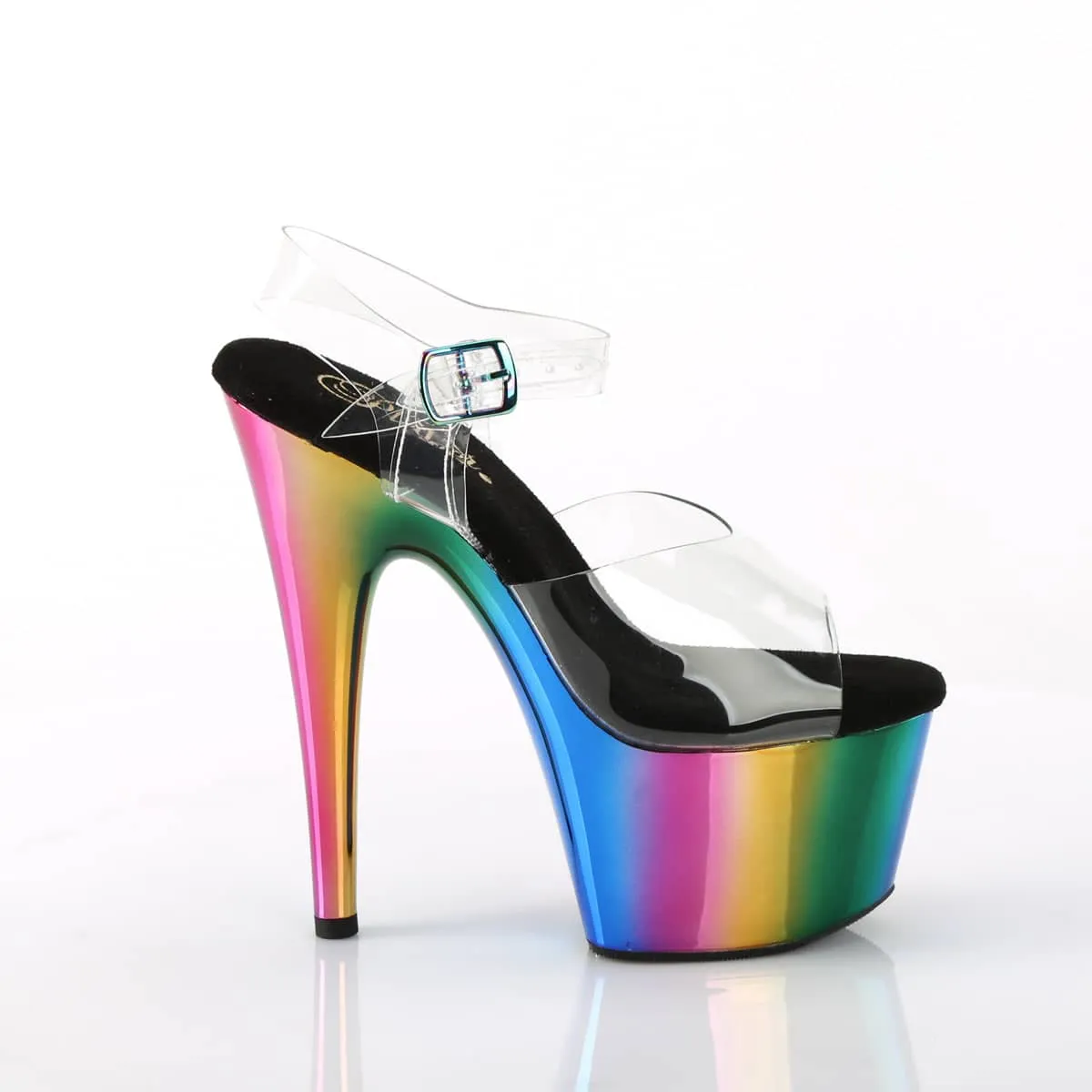 ADORE-708RC Clear & Multi Colour Ankle Peep Toe High Heel