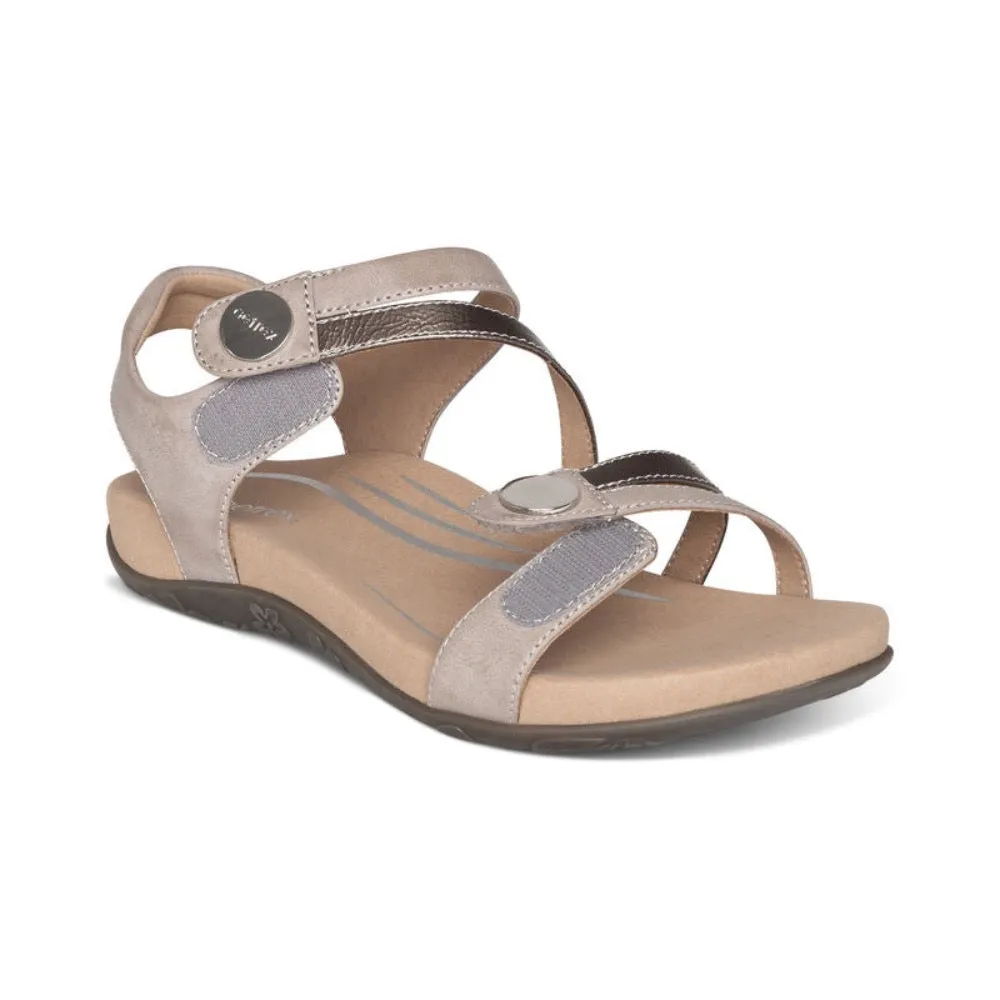 Aetrex Women's Jess Adjustable Quarter Strap Sandal Smoke