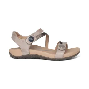 Aetrex Women's Jess Adjustable Quarter Strap Sandal Smoke