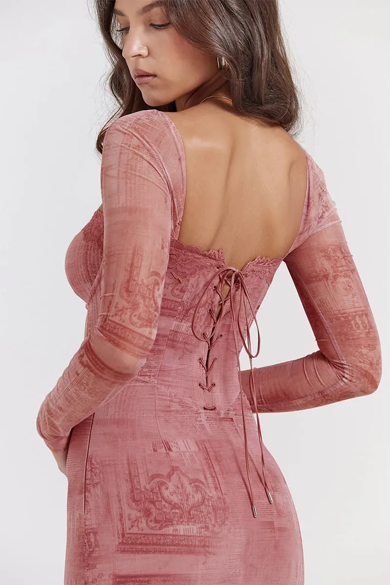 Alluring Dream Corset Mesh Midi Dress