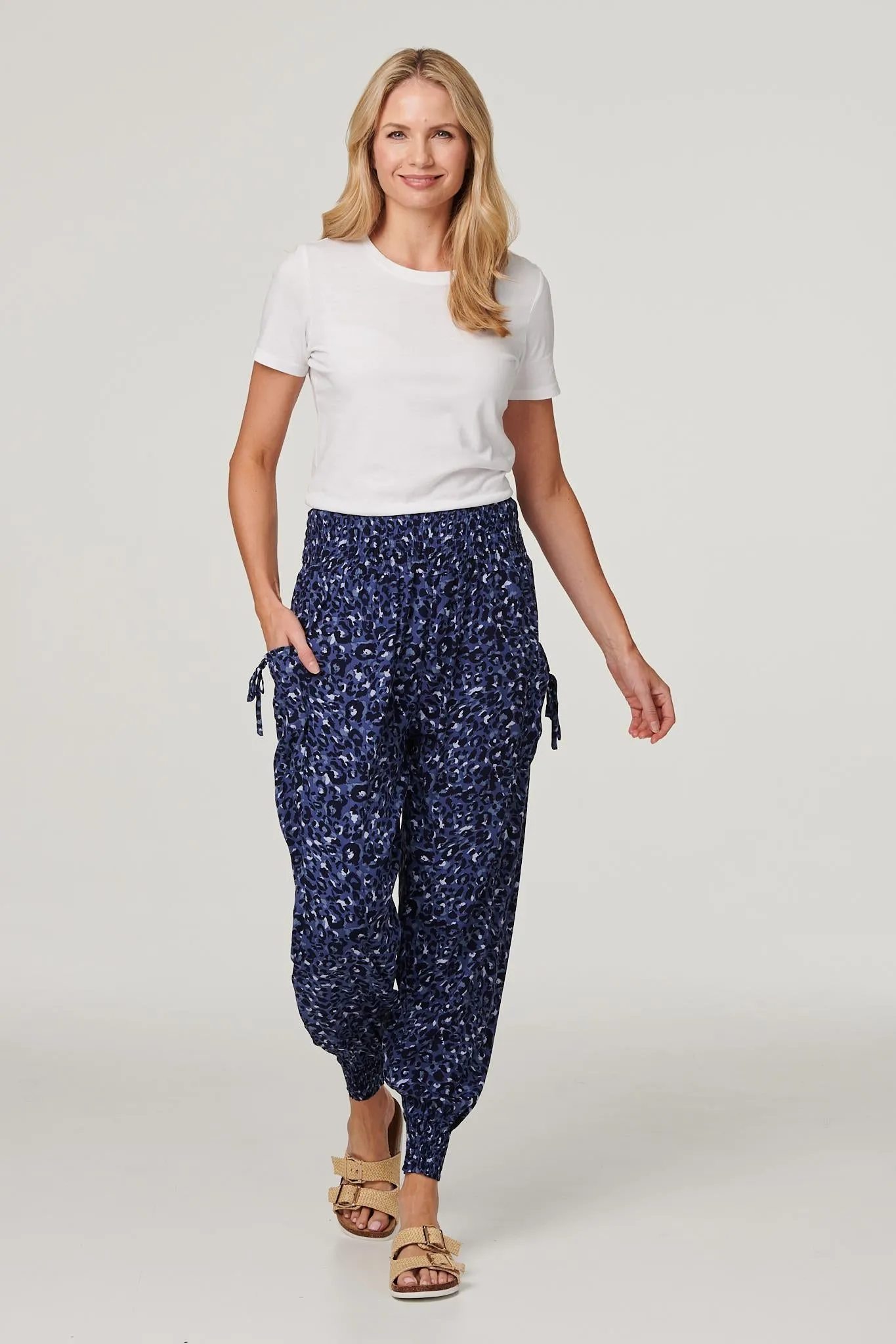 Animal Print Pocket Detail Pants