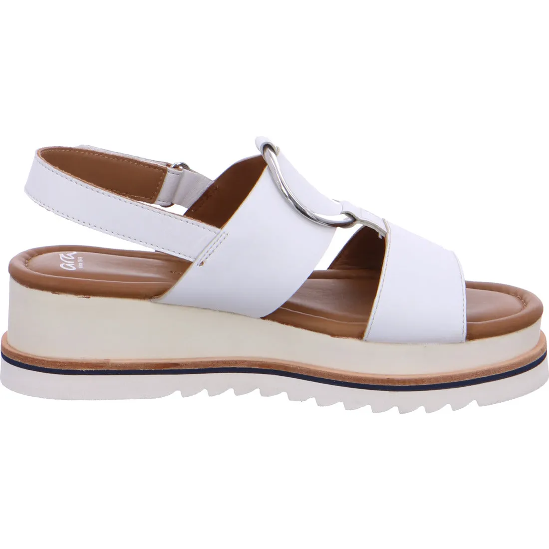 Ara ladies Flat form White leather Sling back Sandal