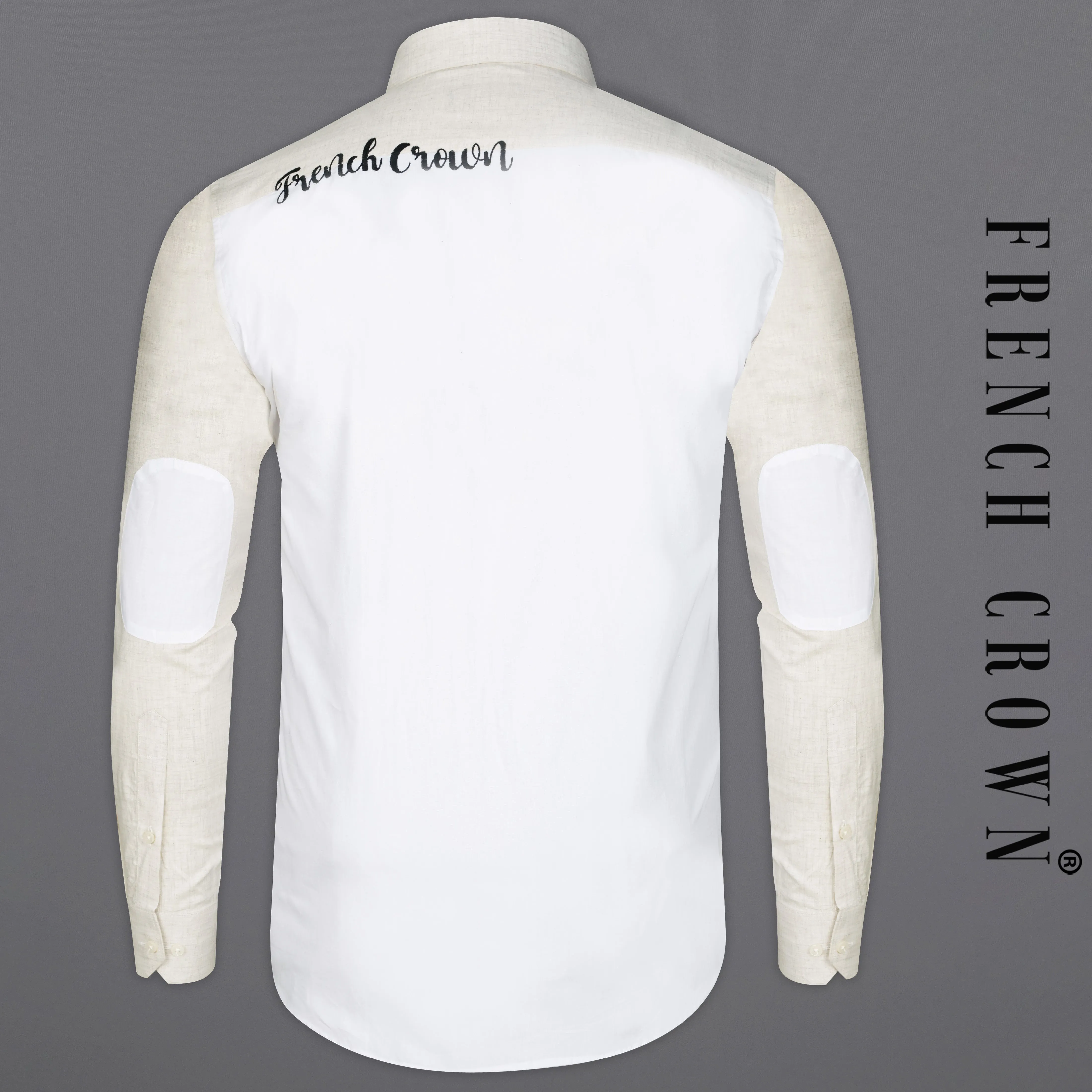 Armour Beige Signature Embroidered with White Patches Premium Cotton Shirt