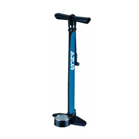 Azur Performance Alloy Clever Valve Floor Pump with Gauge - Blue