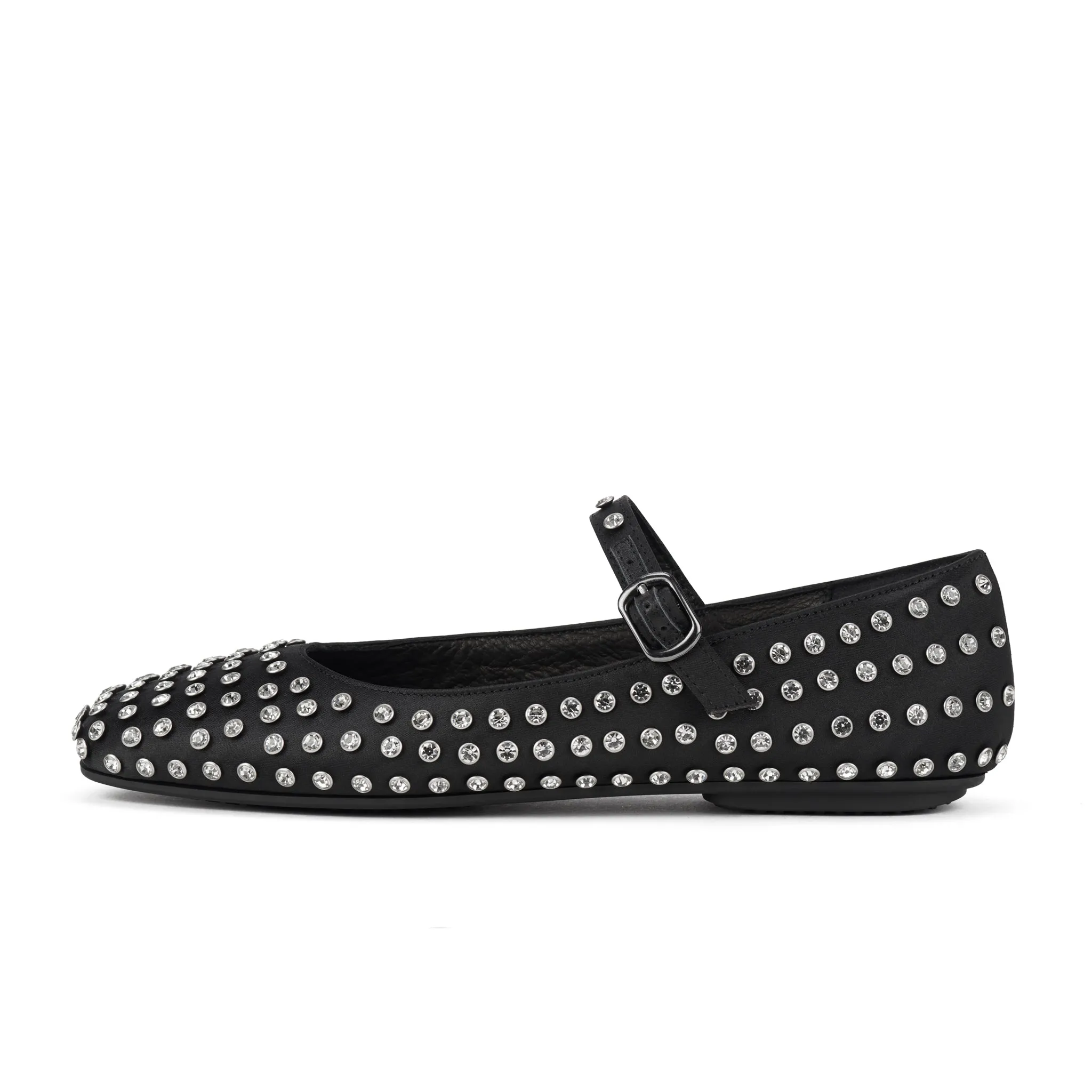 Ballet MJ Square Toe Blk Rhinestone