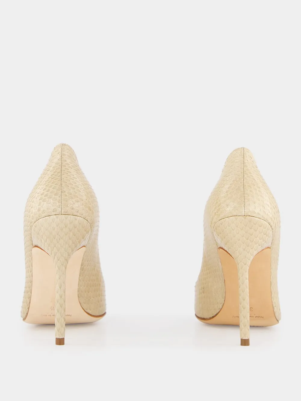 Beige Snakeskin-Effect Pointed Toe 105mm Pumps