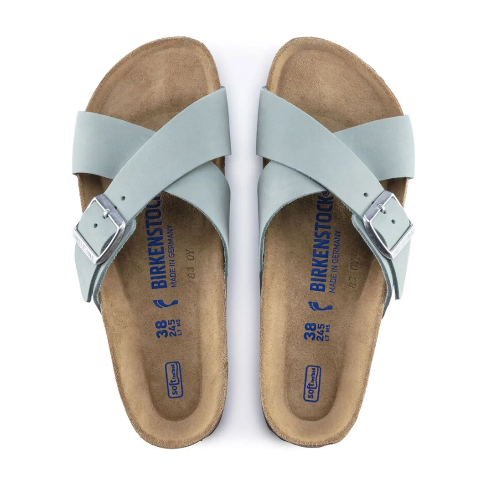 Birkenstock Siena Soft Footbed Narrow Slide Sandal (Women) - Faded Aqua Nubuck