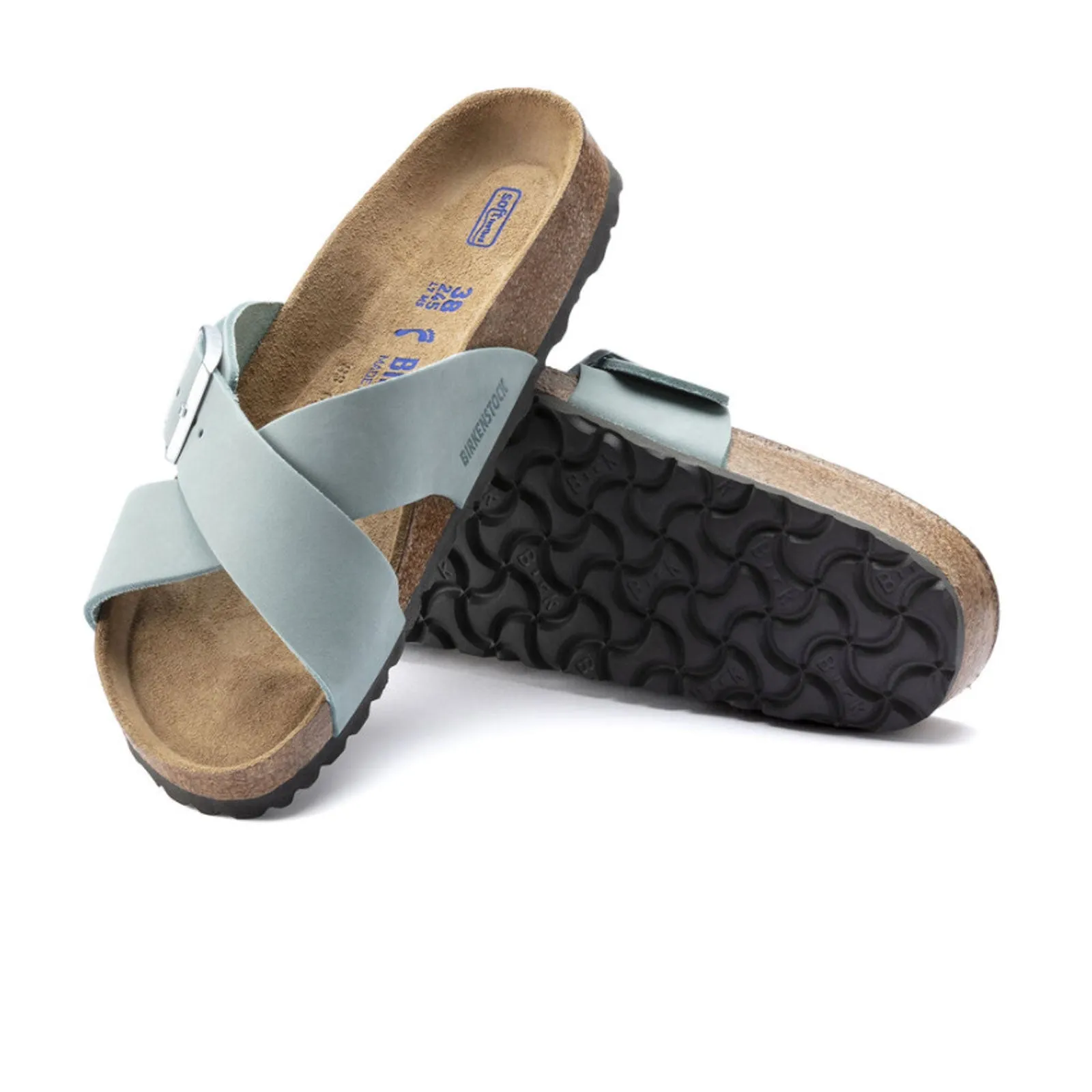 Birkenstock Siena Soft Footbed Slide Sandal (Women) - Faded Aqua Nubuck