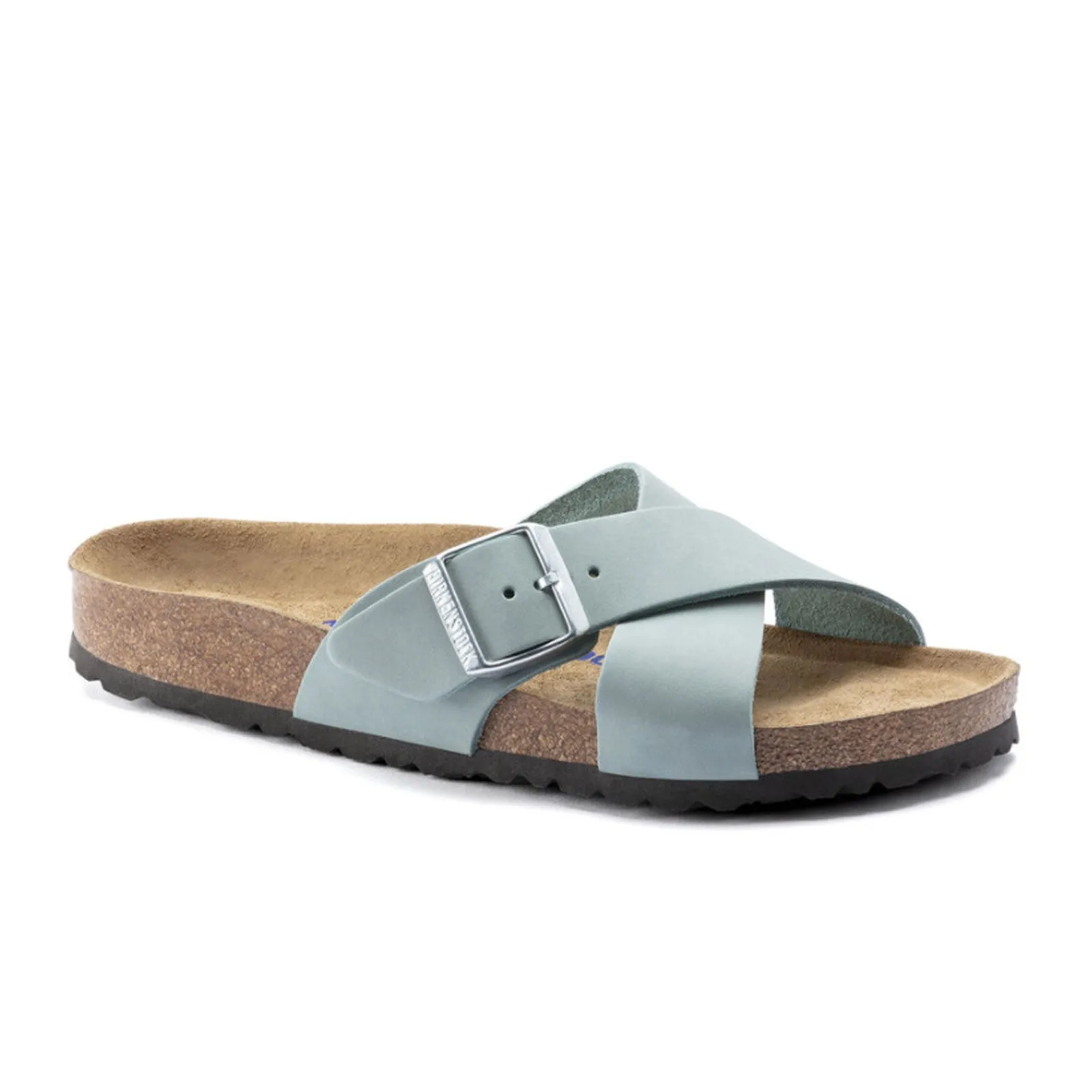 Birkenstock Siena Soft Footbed Slide Sandal (Women) - Faded Aqua Nubuck