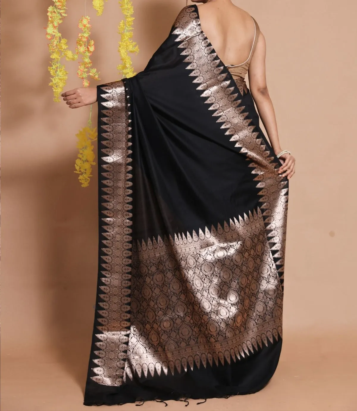 Black Banarasi Soft Silk Zari Weave Saree