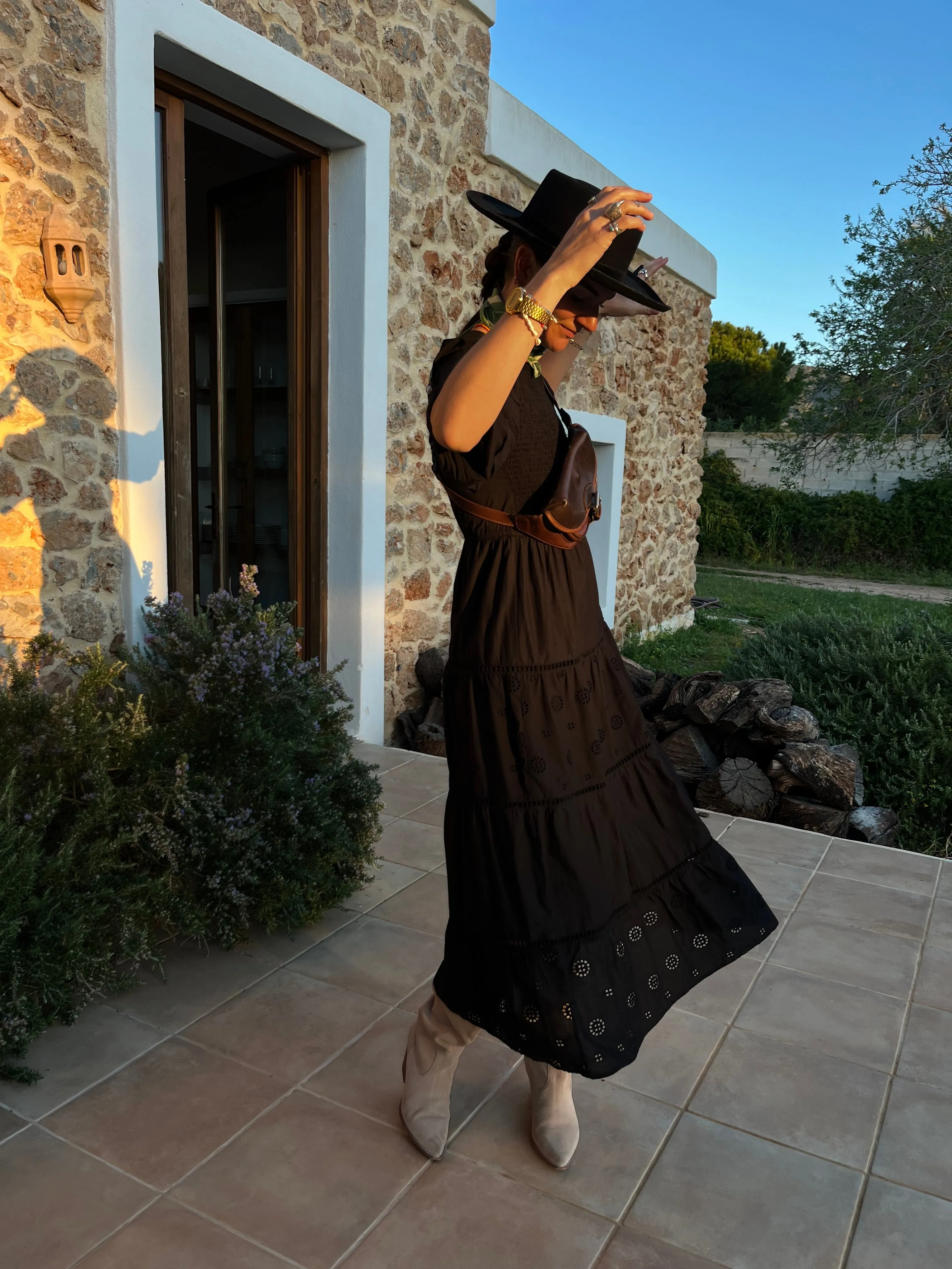 Black Broderie Smock Dress