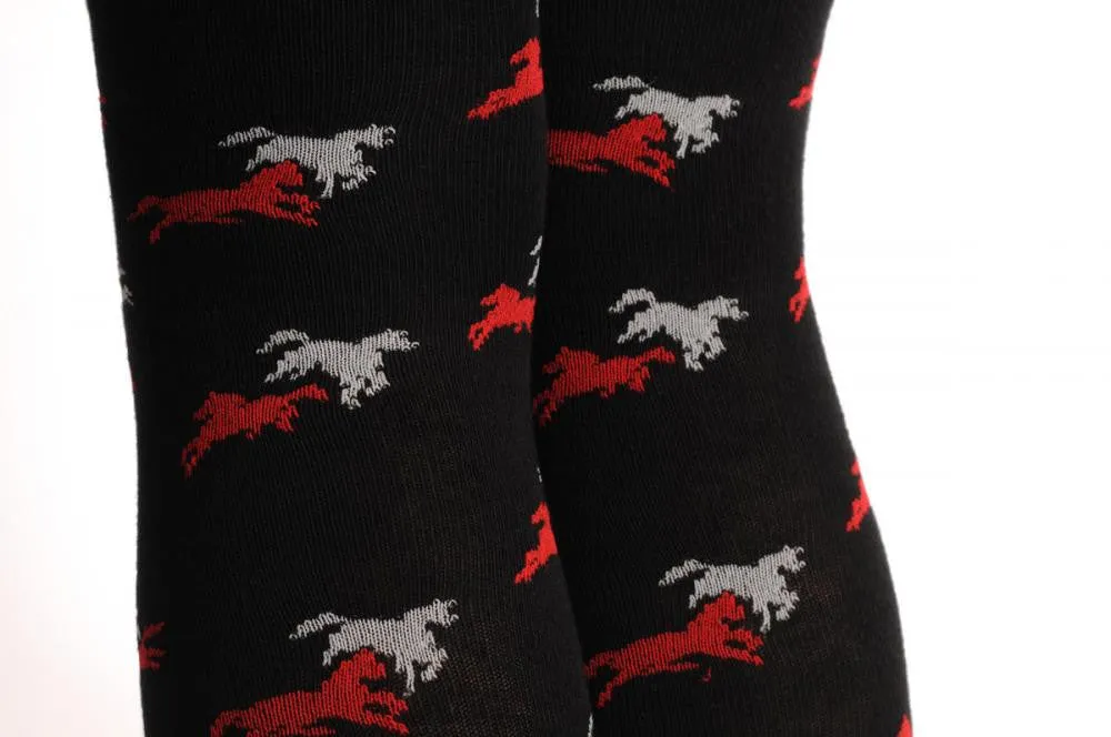 Black With Grey & Red Playing Horses