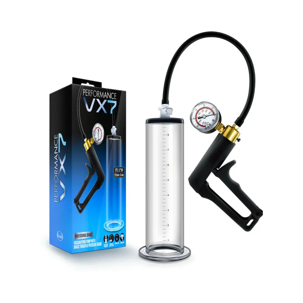 Blush Performance VX7 Vacuum Penis Pump with Brass Trigger & Pressure Gauge