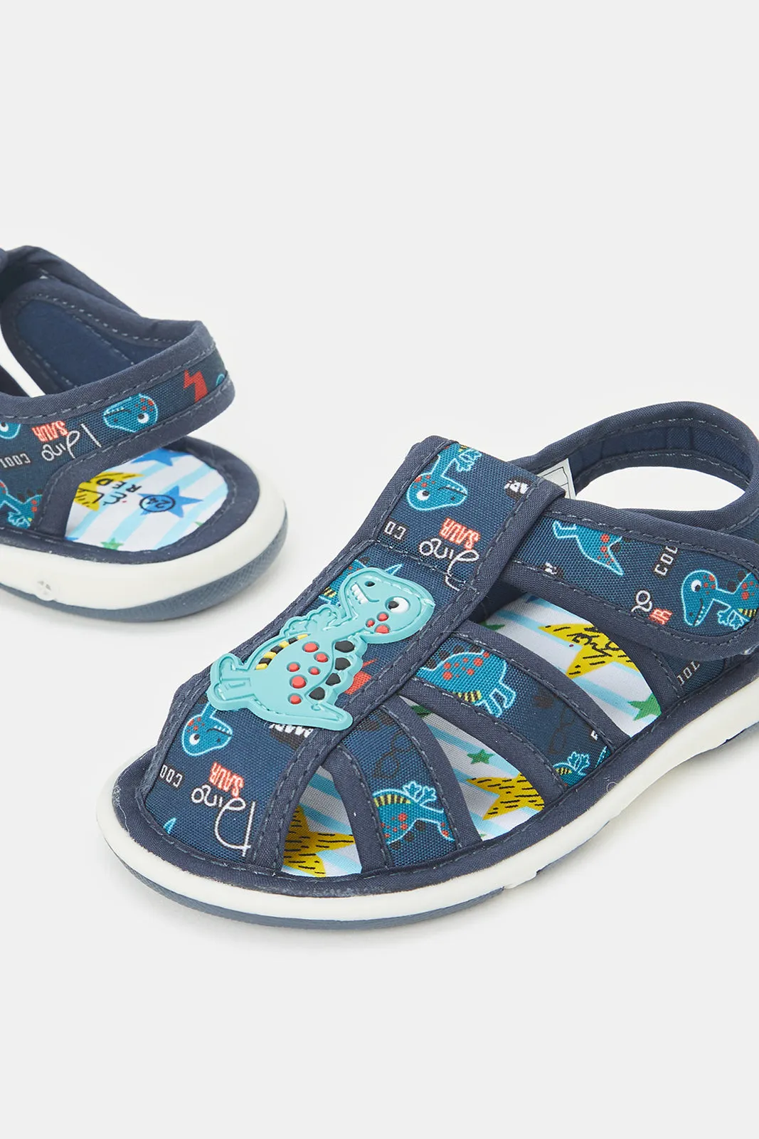 Boys Navy Dinosaur Pumps