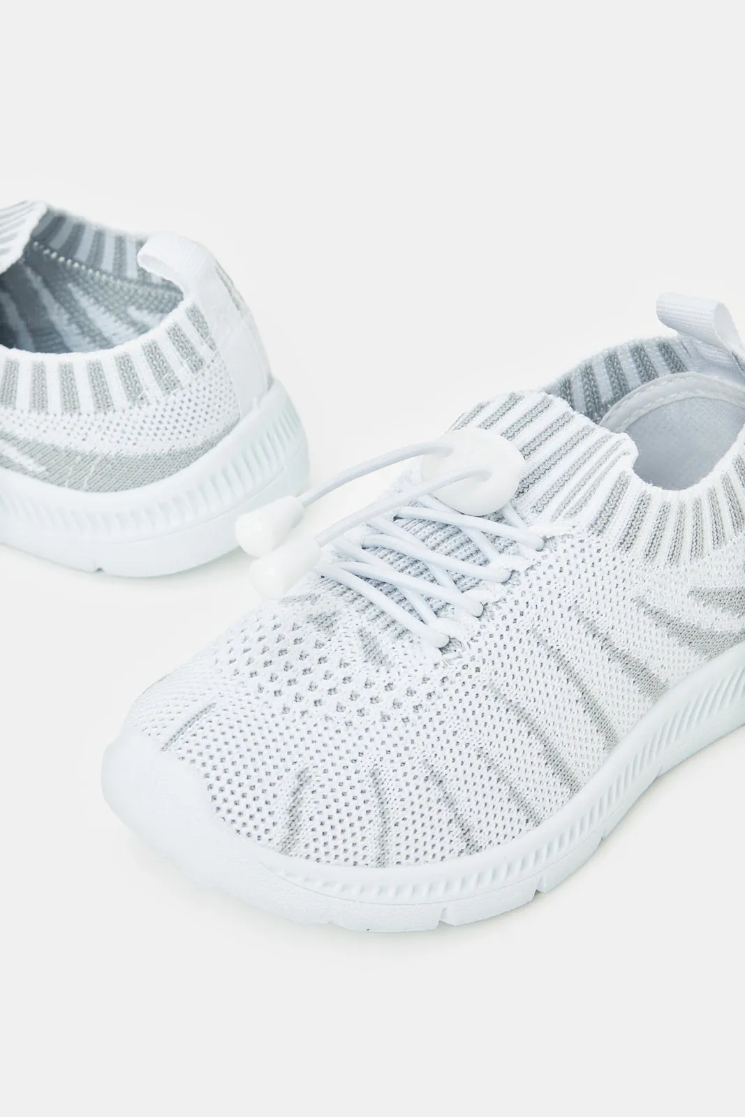 Boys White Fly knit Pumps