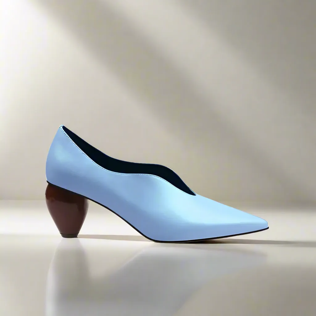 Breigh Blue Curve Shaped Leather Pumps