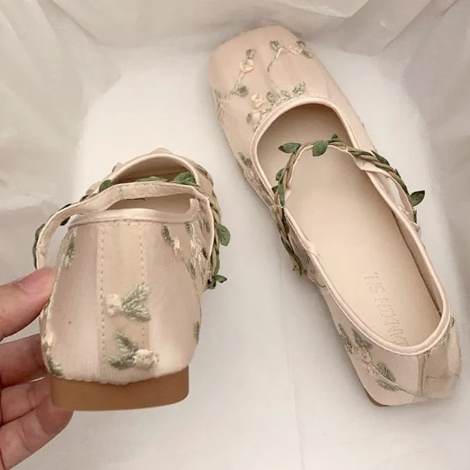 Cecilia Embroidery Tulle Ballet Flats