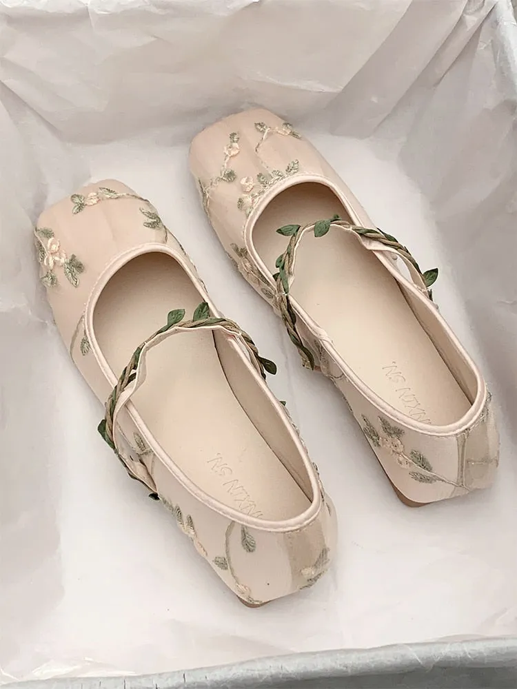 Cecilia Embroidery Tulle Ballet Flats