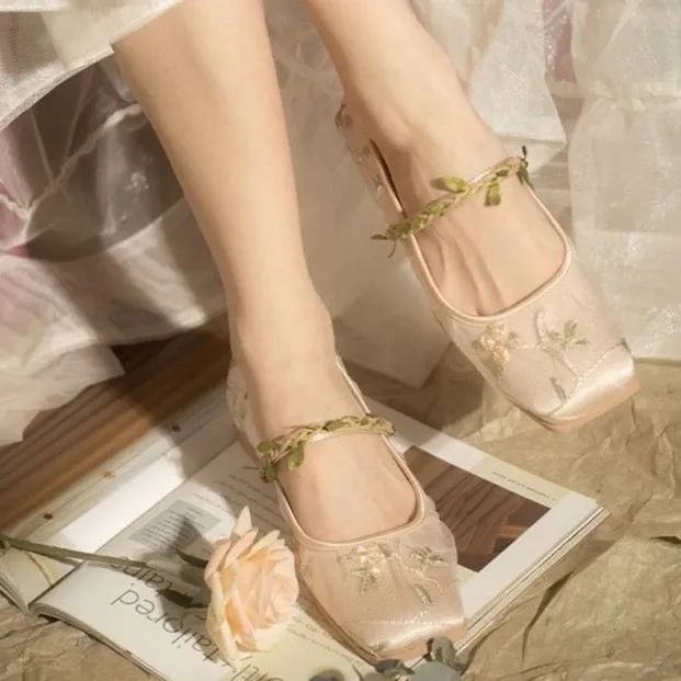 Cecilia Embroidery Tulle Ballet Flats