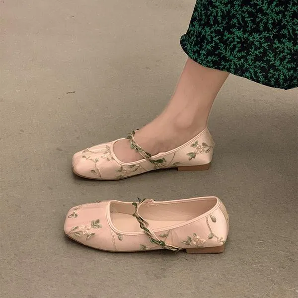 Cecilia Embroidery Tulle Ballet Flats