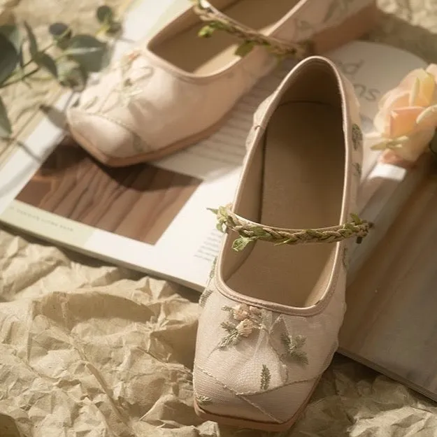 Cecilia Embroidery Tulle Ballet Flats