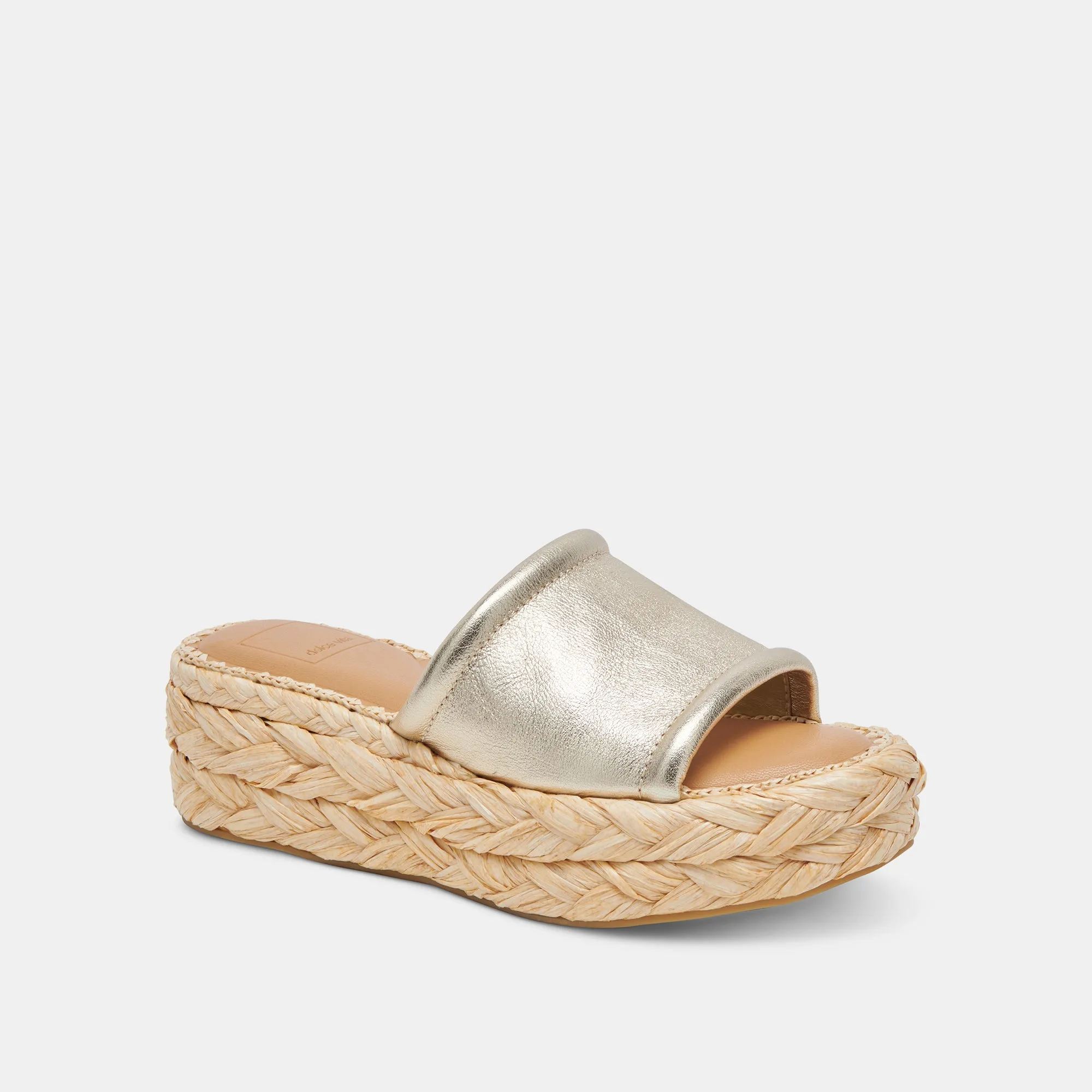 CHAVI WIDE SANDALS LIGHT GOLD METALLIC LEATHER