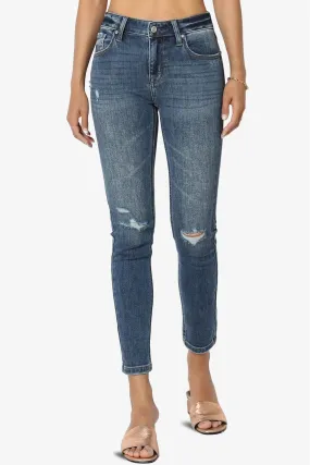 Clara Ripped High Rise Crop Skinny Jeans in Pro Dark