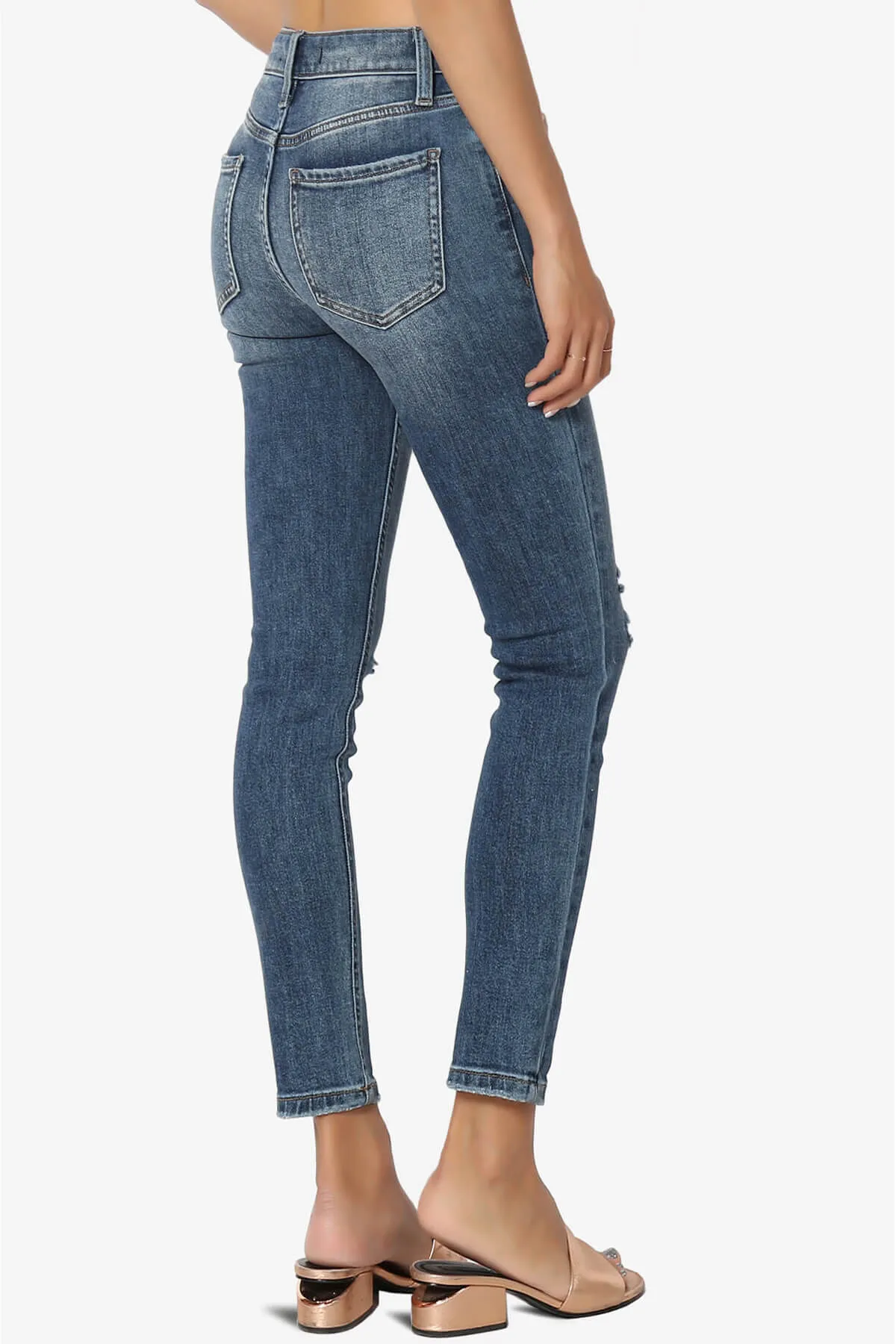 Clara Ripped High Rise Crop Skinny Jeans in Pro Dark