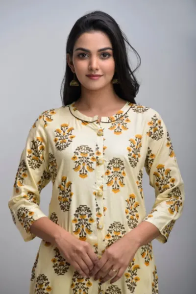 Cream Brown Cotton Kurti UK Next Day