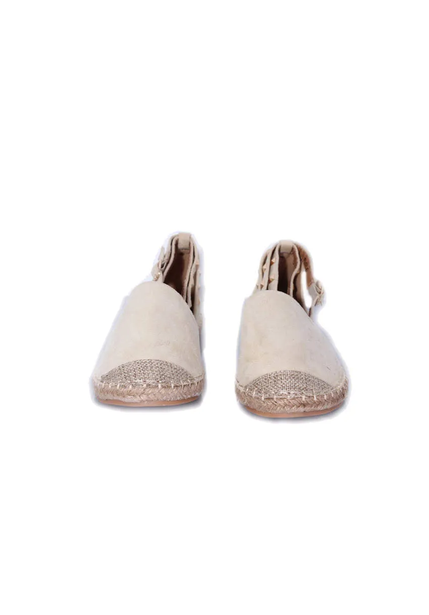 Cream Faux Suede Studded Espadrille