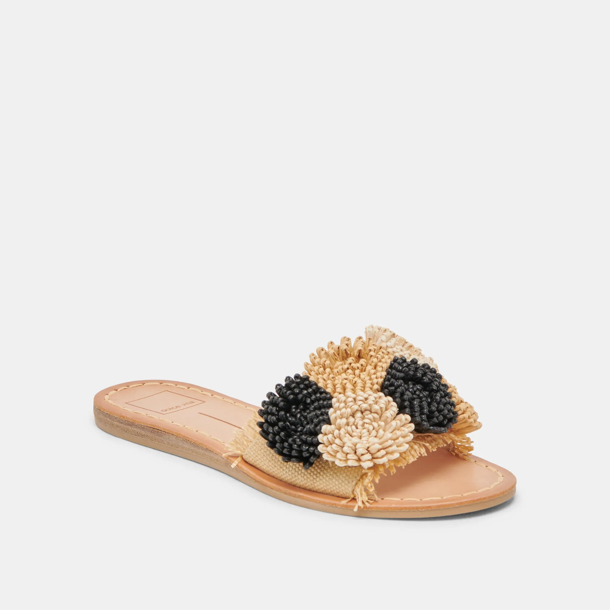 DANELA SANDALS BLACK NATURAL RAFFIA