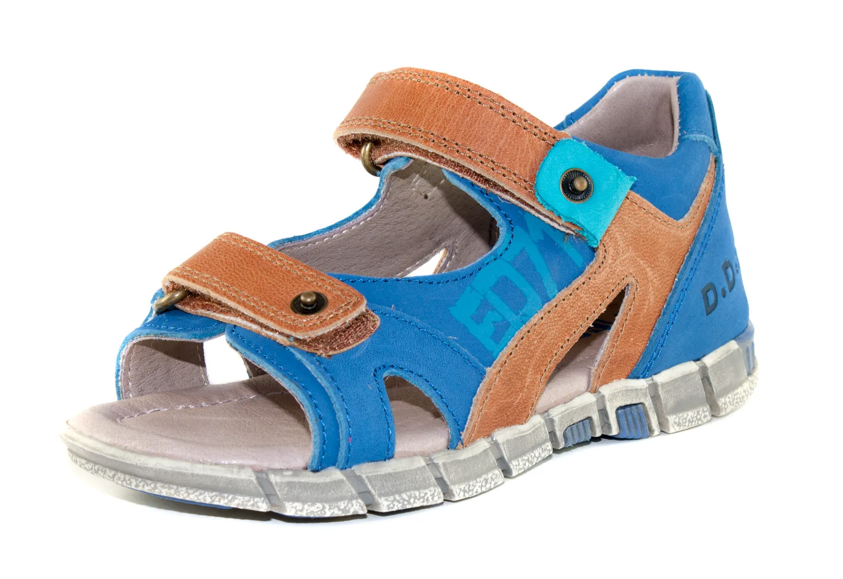 D.D. Step little kid boy sandals blue and brown size US 8.5-12