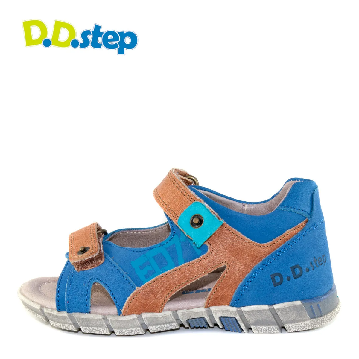 D.D. Step little kid boy sandals blue and brown size US 8.5-12