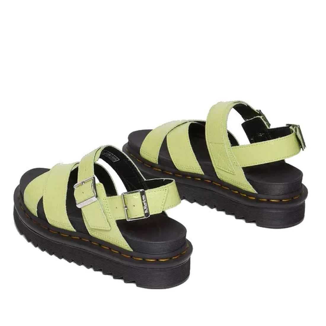 Dr Martens - Voss II Cross Strap Sandal Distressed Patent Lime Green