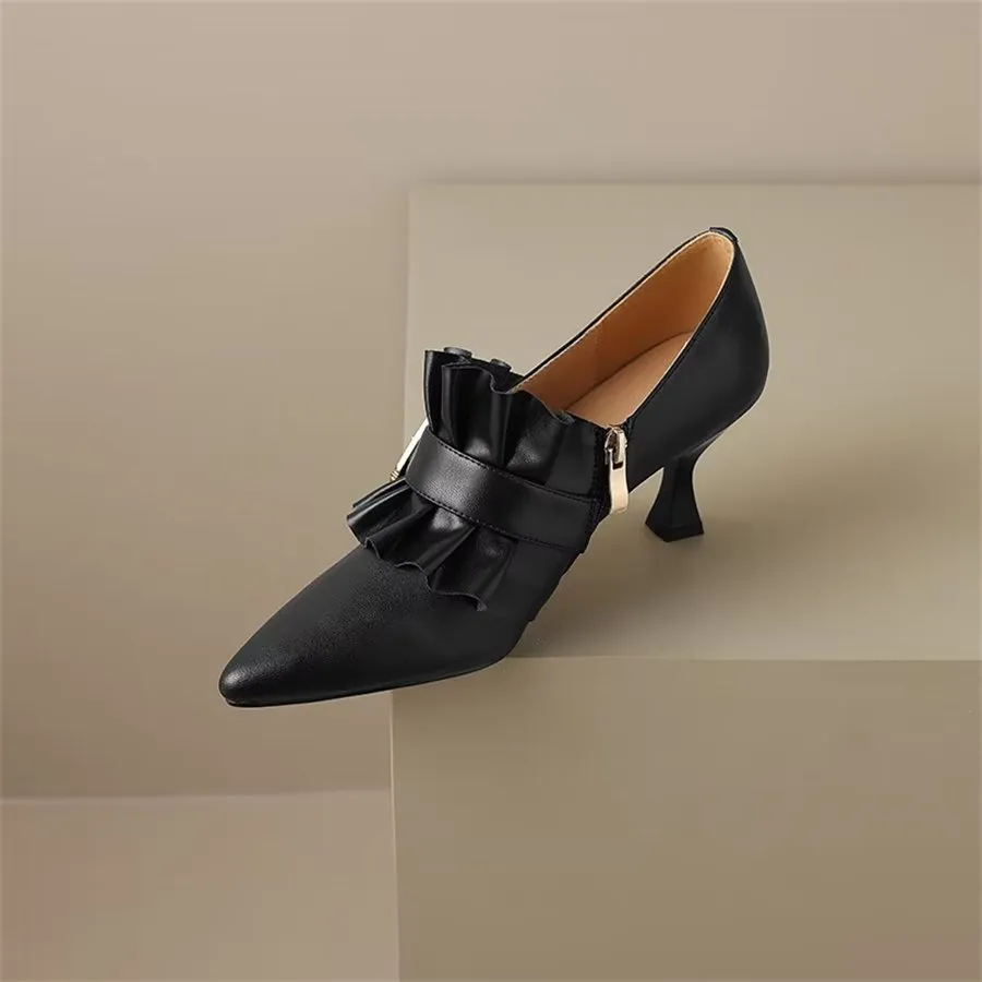 Elegant Cow Leather Pointed Toe High Heel Pumps