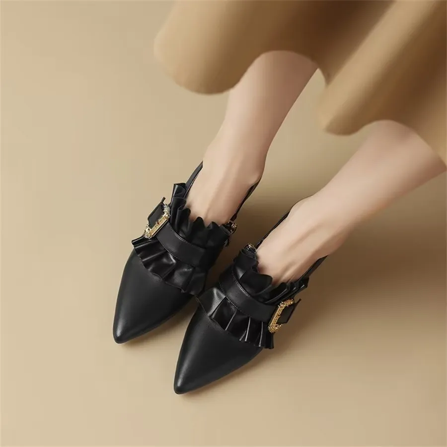 Elegant Cow Leather Pointed Toe High Heel Pumps