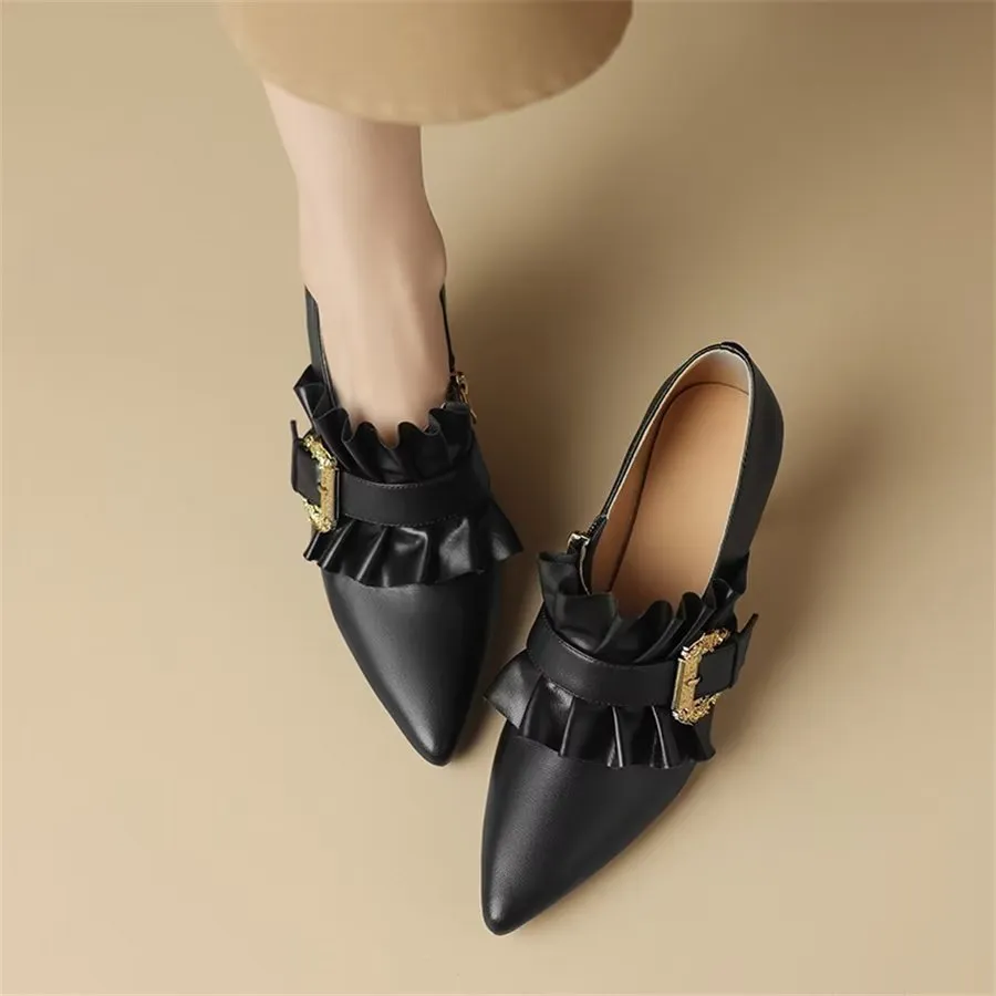 Elegant Cow Leather Pointed Toe High Heel Pumps