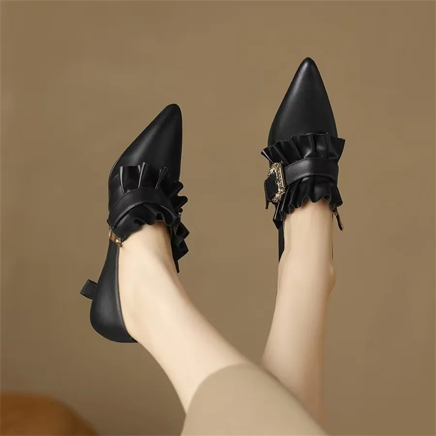 Elegant Cow Leather Pointed Toe High Heel Pumps