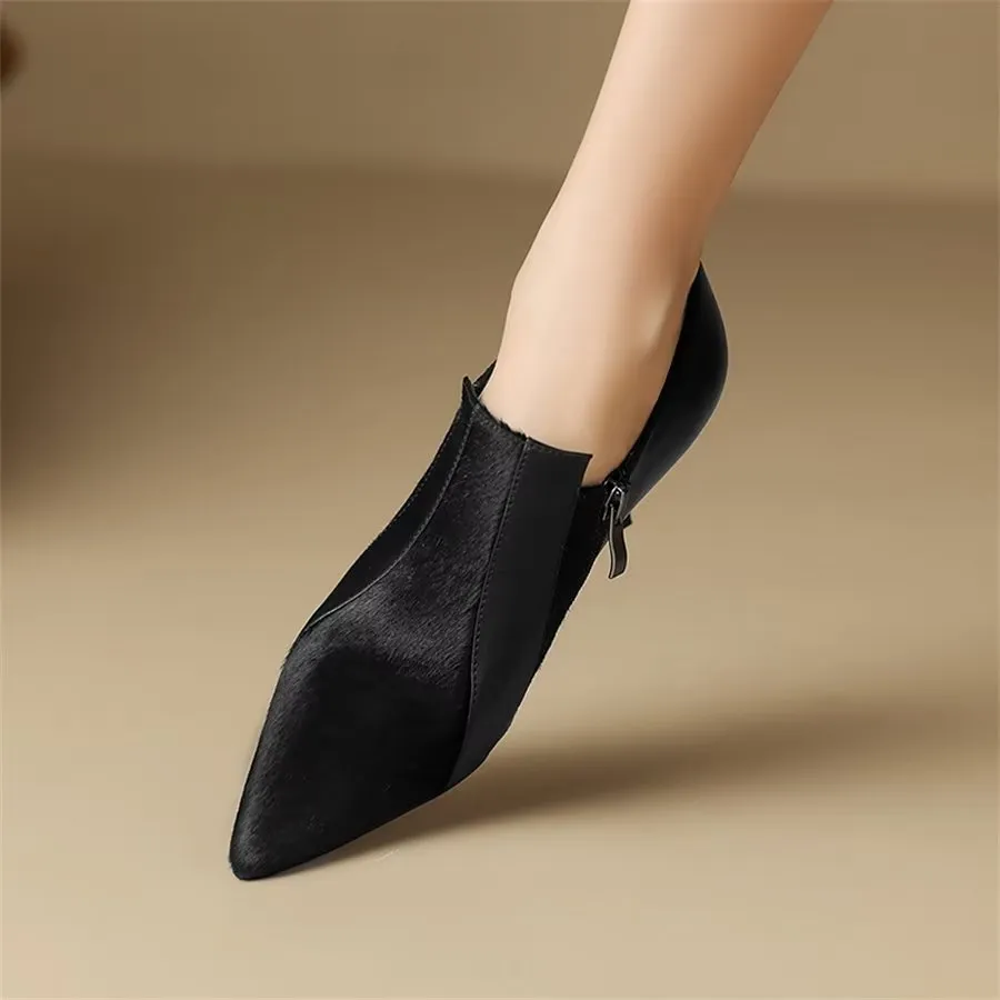 Elegant Cow Leather Pointed Toe Slingback High Heel Pumps