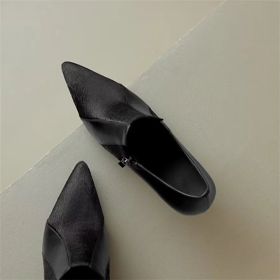 Elegant Cow Leather Pointed Toe Slingback High Heel Pumps