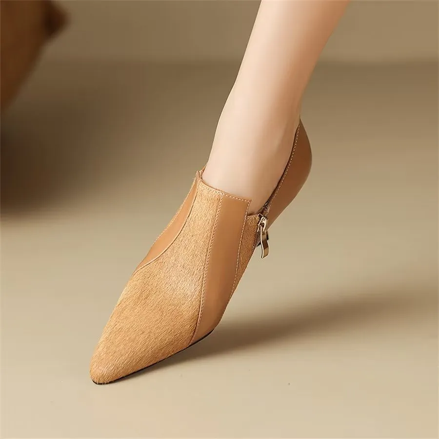 Elegant Cow Leather Pointed Toe Slingback High Heel Pumps