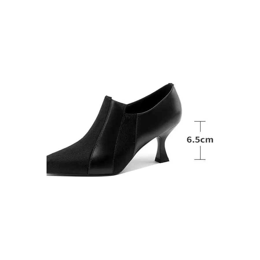 Elegant Cow Leather Pointed Toe Slingback High Heel Pumps