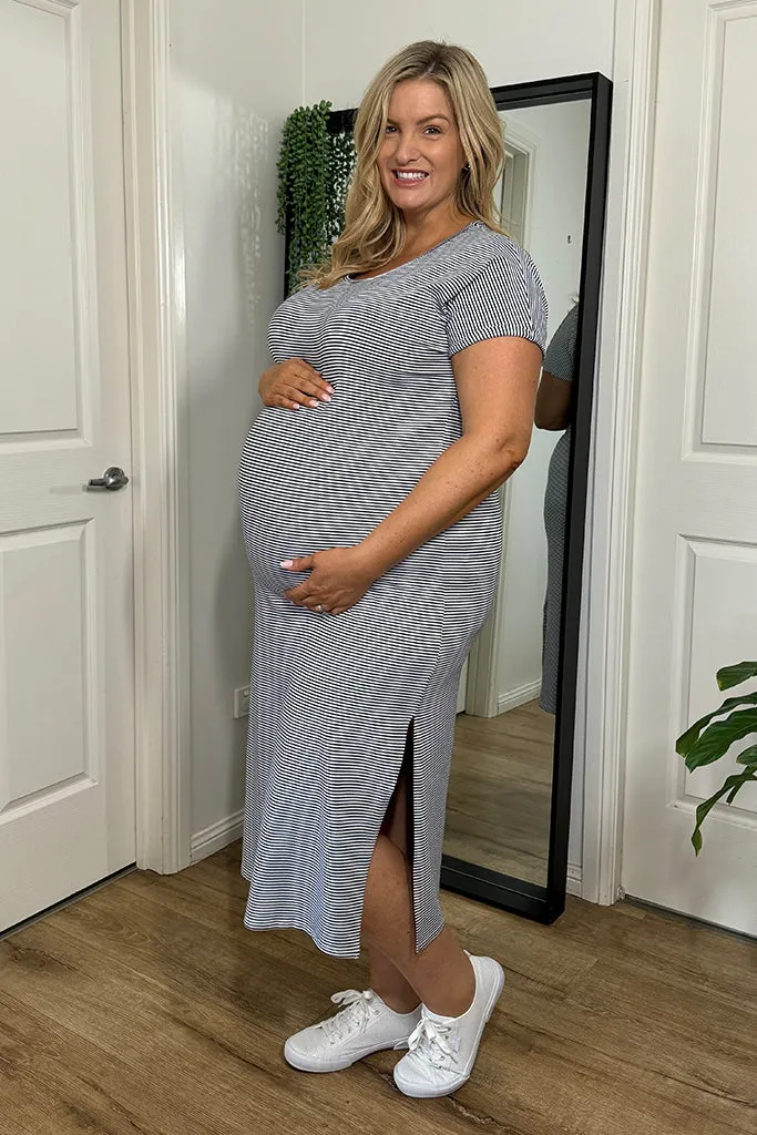 Elsie Maternity Dress - Thin Stripe