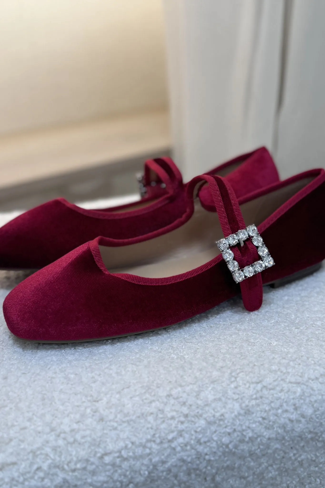 Faith Buckle Flats In Red