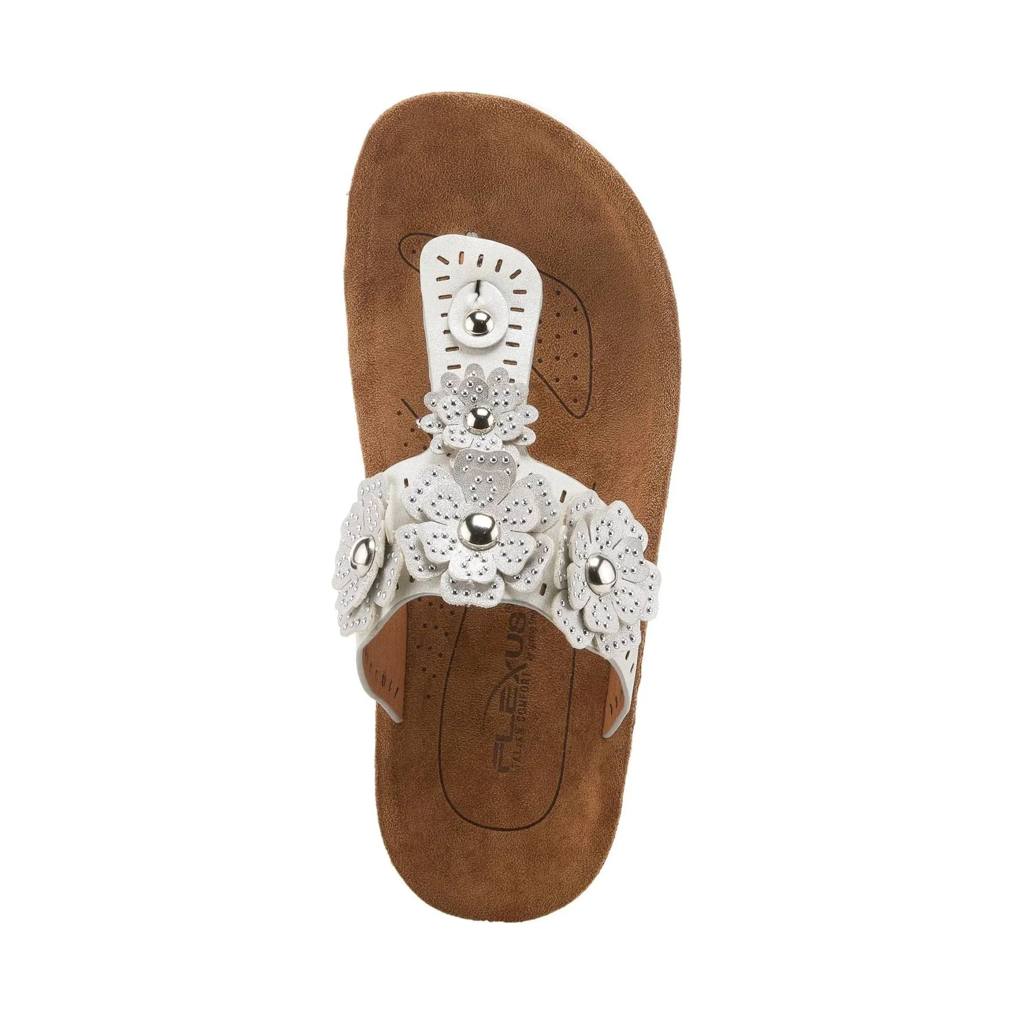 Flexus Women's Bayview Thong Sandals - Silver/White