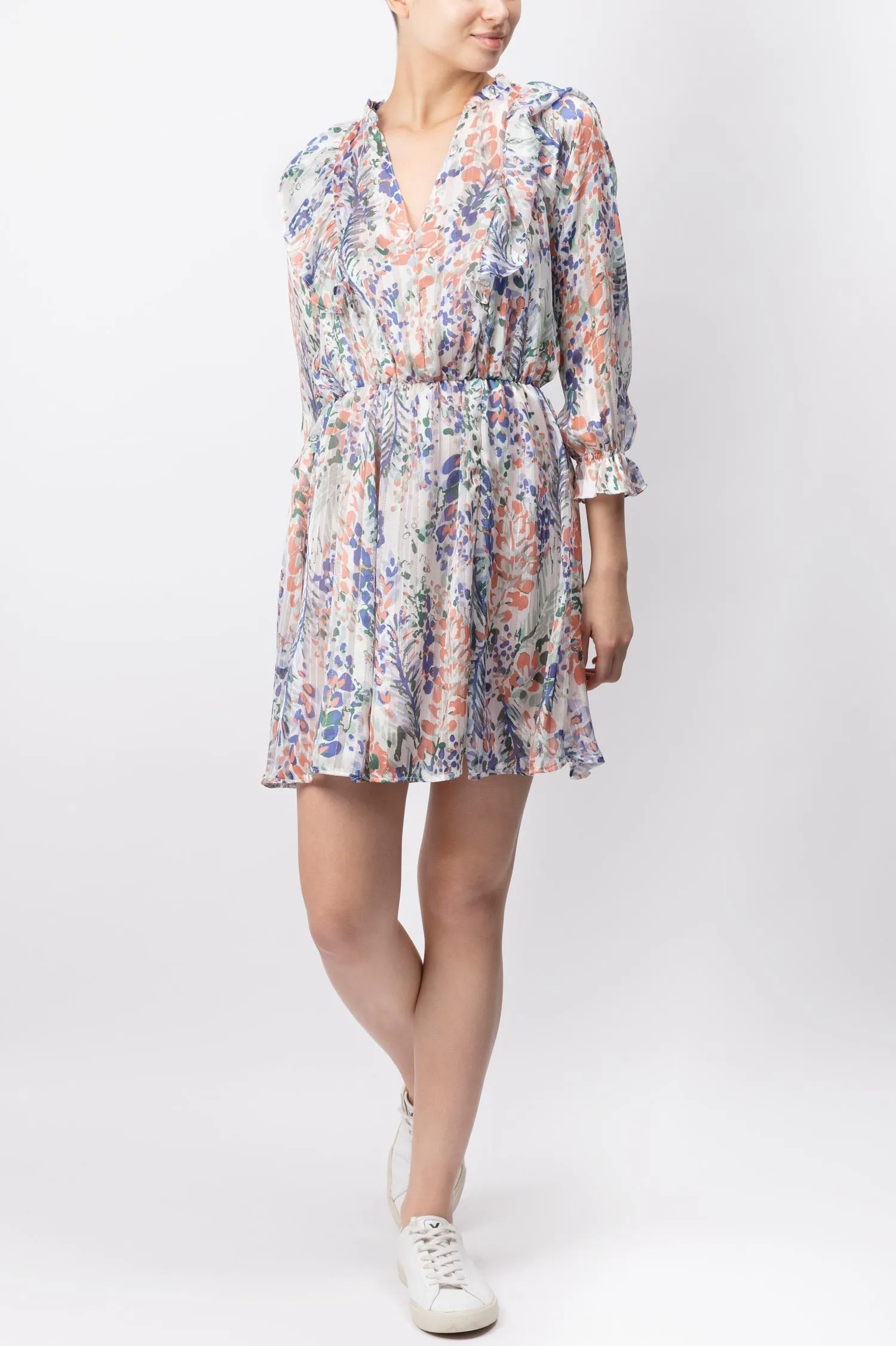 Floral Printed Cotton Blend Dress