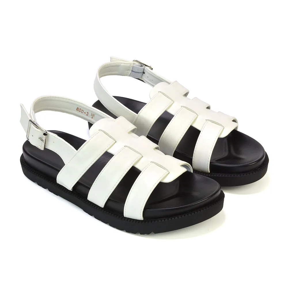 Gayna Strappy Slingback Flatform Casual Summer Chunky Sandals in Black